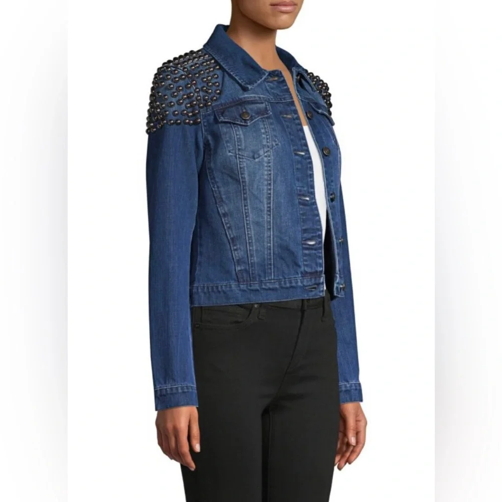 Studded Denim Trucker Jacket Size Medium - Picture 4 of 10